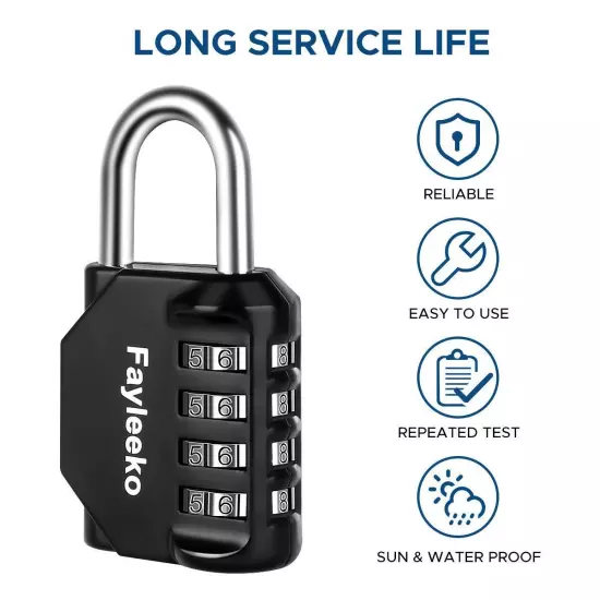 Combination Lock, 4 Digit Combination Padlock for School Gym Sports Locker, F...