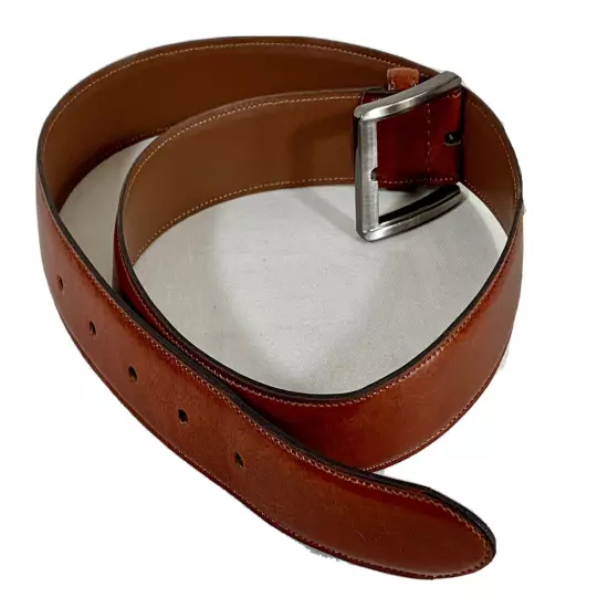 NEW size 34 men's brown leather belt made in Canada gray tone buckle no tags