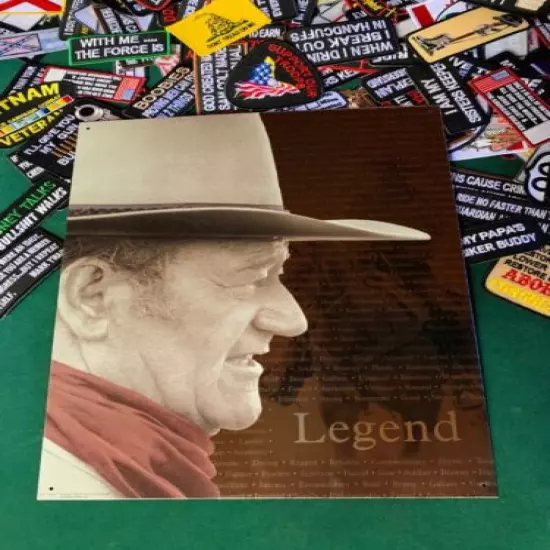 JOHN WAYNE LEGEND METAL TIN SIGN W/ FREE PATCH dtom gun vintage garage decor USA