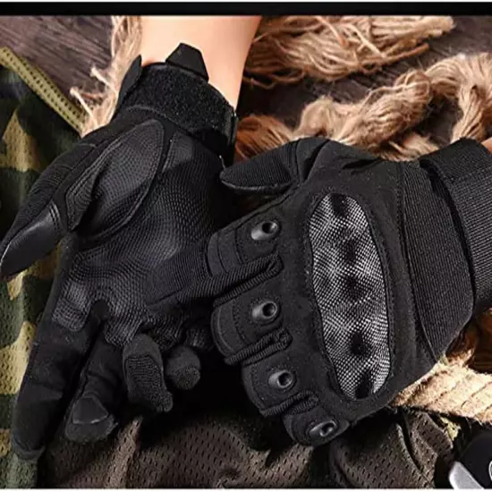 Tactical Gloves Motorcycle Riding Gloves Full Finger Gloves Black