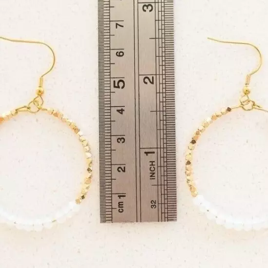 Opal Beaded Hoop Earring Sparky Gold Beaded Hoops Opal Earrings Gemstone Hoops