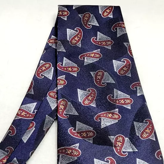 Oscar De La Renta Blue Business and Casual Necktie Blue with Paisley on Diamonds