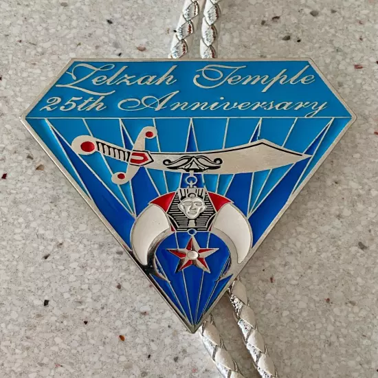 Zelzah Temple Masonic Shriner Bolo Tie 25th Anniversary Las Vegas NV Vintage