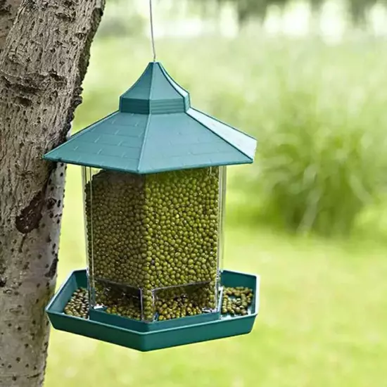 Hanging Wild Bird Feeder Waterproof Gazebo Outdoor Container With Hang Rope Feed