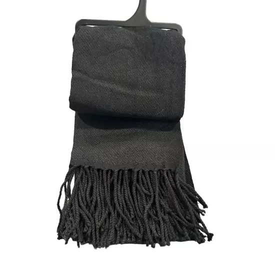 Uniqlo Scarf Unisex OS Black Winter Neck Warmer 71"x20" Solid Acrylic Wool NWT