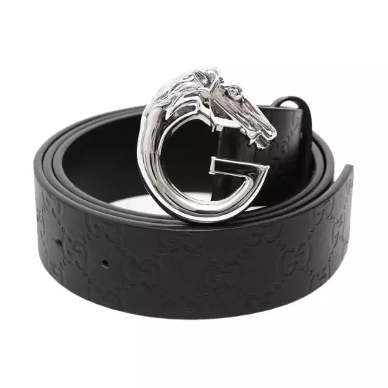 GUCCI Sima 100cm 5cm Width 4cm Black Belt Male