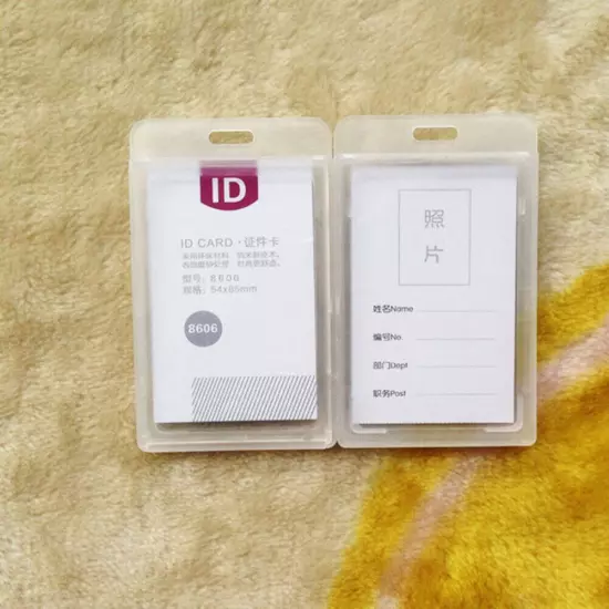 1pcs Vertical Clear soft Plastic ID Card Badge Holder Waterproof Business Case