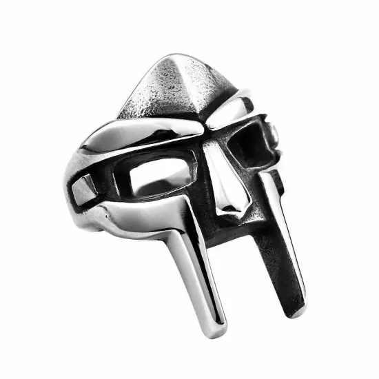 Size 7-14 MF DOOM Mask Gladiator Style Stainless Steel Ring Silver Stainless+