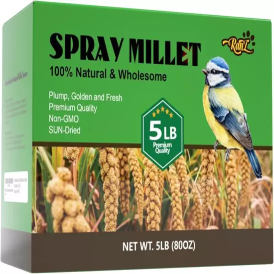 5Lbs Millet Spray for Birds, Sun Dried Spray Millet, Original Bird & Supplement