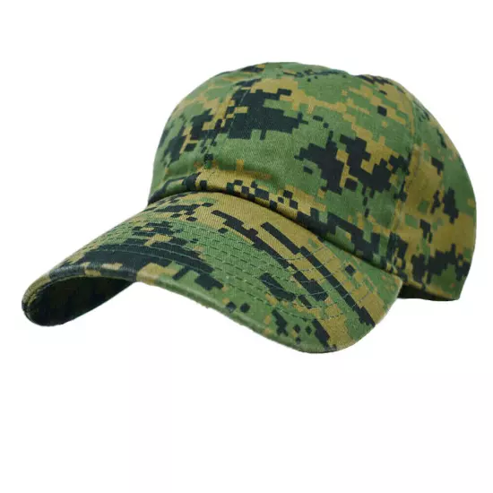 Plain Adjustable Military Solid Washed Cotton Polo Style Baseball Cap Dad Hat