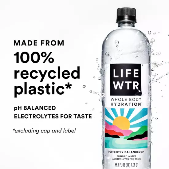 Premium Purified Water, Ph Balanced with Electrolytes, 100% Recycled Plastic Bot