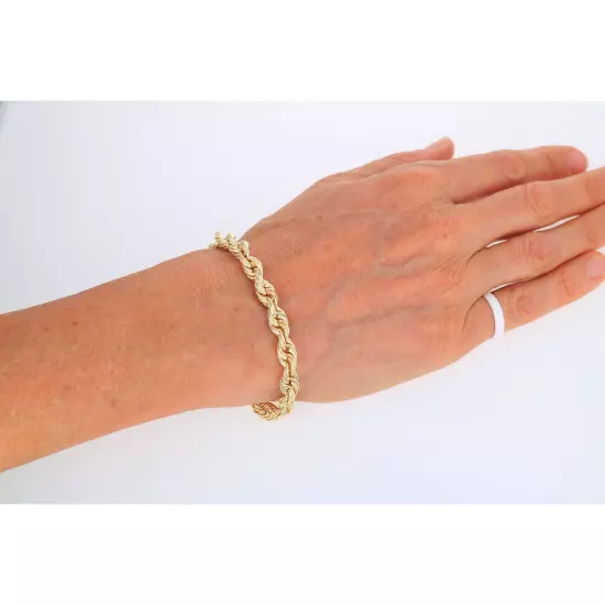 10K Yellow Gold Rope Diamond Cut Mens Chain Bracelet 8" -9" 6mm 7mm 8mm 9mm 10mm