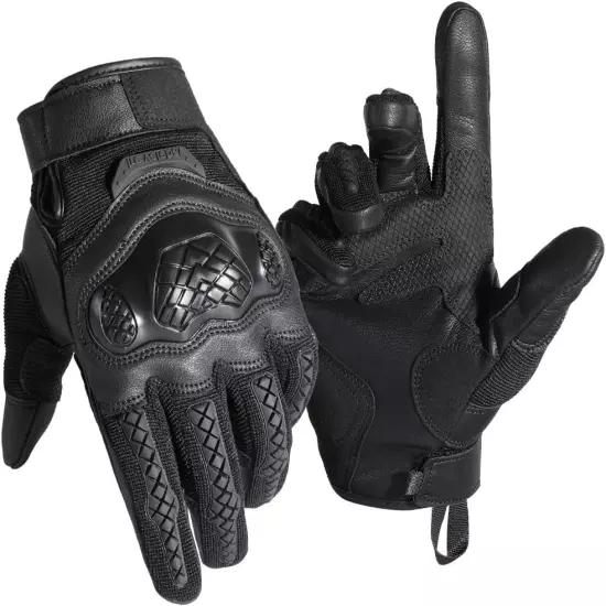 Motorcycle Tactical Gloves for Men-Upgraded Touch Screen Anti-Slip Palm Pads-Rub