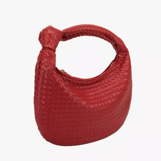 Melie Bianco Brigitte Large Satchel Recycled Vegan Woven Knot Bag Anthropologie!