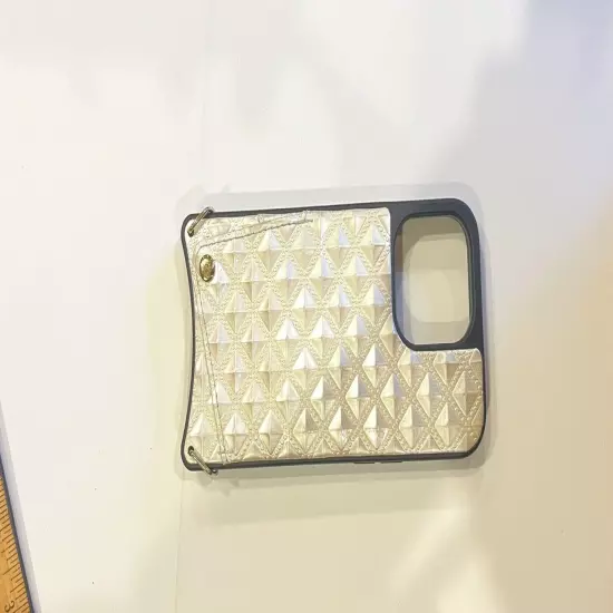 Bandolier Phone Case - iPhone 13 Pro, Cream, Ivory, No Strap. Luxury Look.