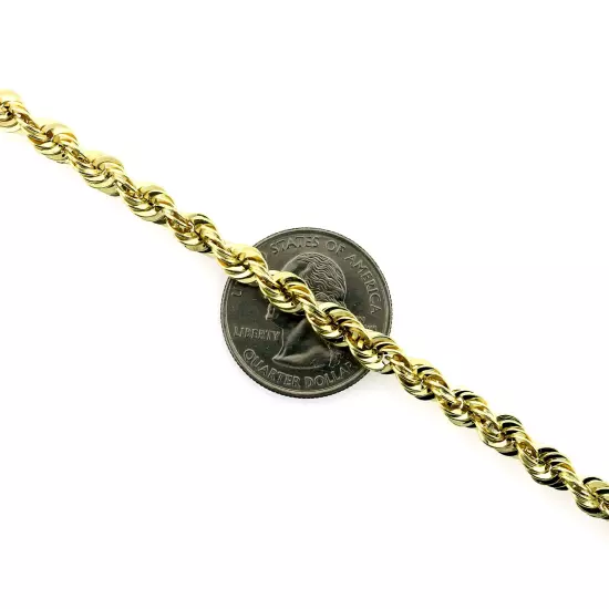 Real 10K Yellow Gold 2mm-6mm Diamond Cut Rope Chain Bracelet Necklace 16"- 30"