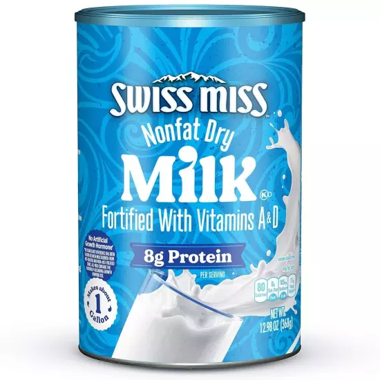 Swiss Miss Nonfat Dry Milk With Vitamins A and D, 12.98 oz Canister. Free shipp