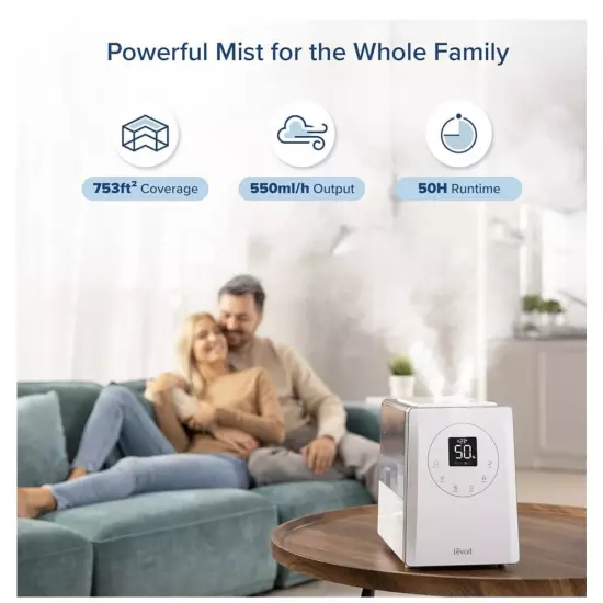 LEVOIT LV600S Smart Warm and Cool Mist Humidifiers for Home Bedroom 6L, White 