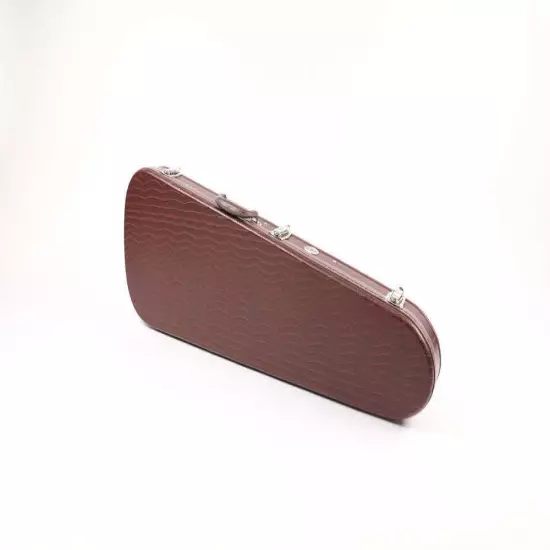 Teardrop Brown Leather Case with Brown Plush Lining for Strat/Tele Styles