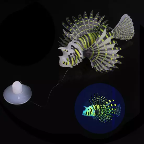 ⭐Artificial Glowing Lion Fish Luminous Fake Fish Aquarium Floating Glow In Da〕 □