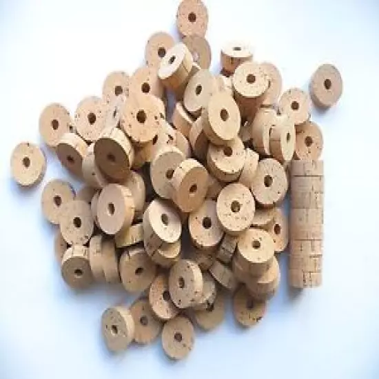 100 CORK RINGS 1 1/2"X1/2" BORE 3/8" GRADE B - FREE SHIP