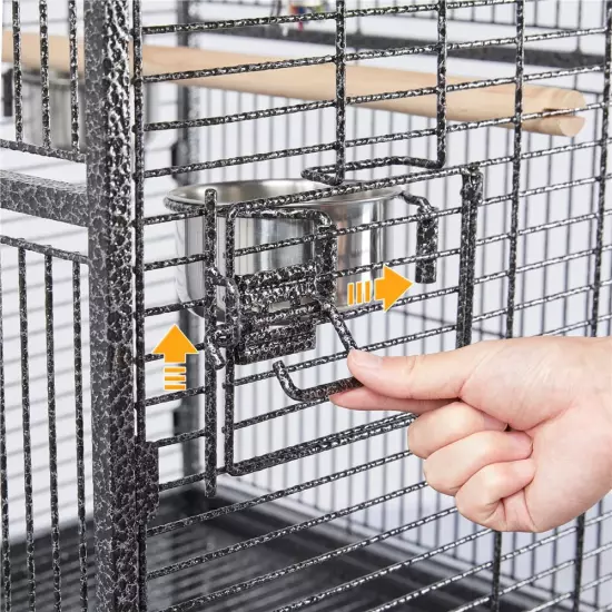 68.5'' Play Top Parrot Cage Metal Rolling Birdcage, Black