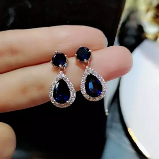 Women Party Drop Earring Gift Fashion 925 Silver Filled Cubic Zircon Jewelry