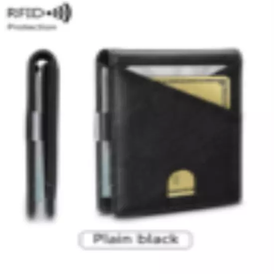 Minimalist men's wallet RFID anti-theft brush double fold cross front pocket