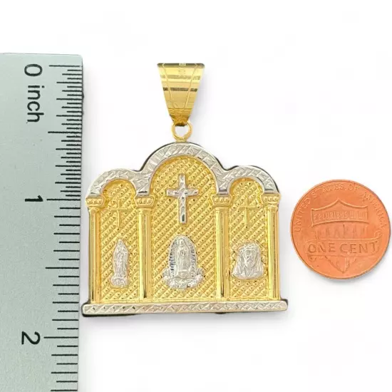 10KT Two Tone Gold Virgin Marry & Jesus Pendant - 6.5 Grm, Brand New