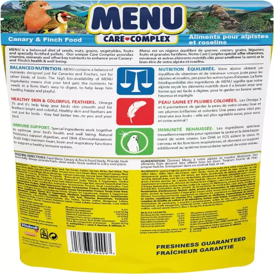 Vitakraft Menu Premium Canary and Finch Food - Vitamin-Fortified - Daily Food fo