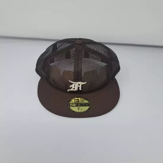 New Era x Fear of God Full Mesh 59FIFTY Fitted Hat Brown Sz 7 1/2. ..