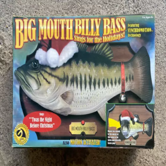 Big Mouth Billy Bass Gemmy 1999 Christmas Holiday Santa works vintage