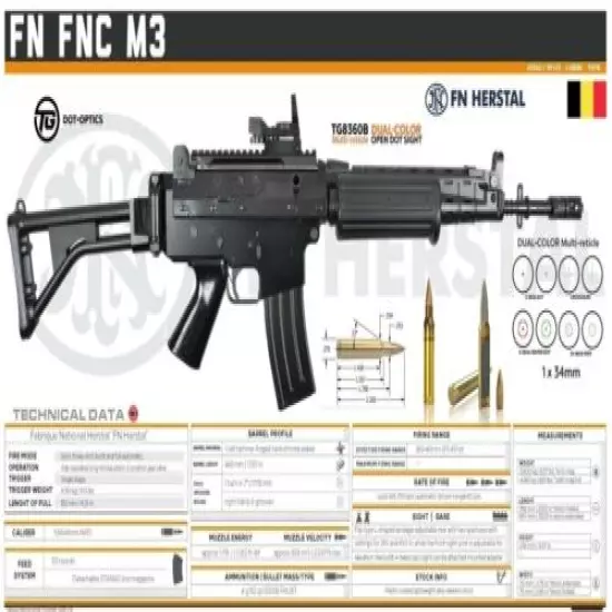 FN FNC M3 Herstal Banner Poster 3x5ft Flag Assault Rifle Decal Gun FNH M358 