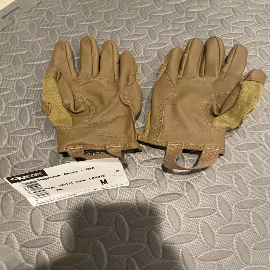 Outdoor Research USA Made Medium Suppressor Gloves Coyote Brown Leather 243131