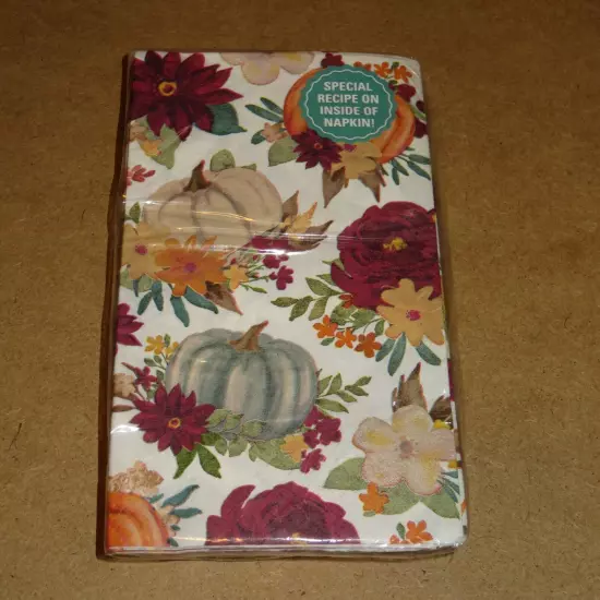 Pioneer Woman Floral Pumpkin Thanksgiving 24 ct Paper Napkins Free shipping US