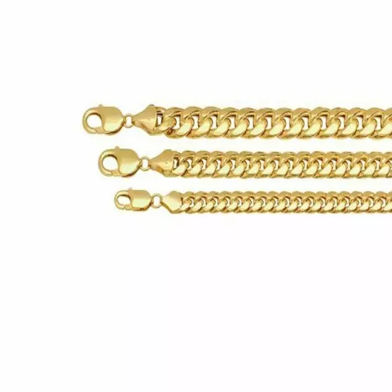 10k Yellow Gold 5.5mm-7mm Miami Cuban Link Chain Necklace Bracelet 8"-30" Hollow