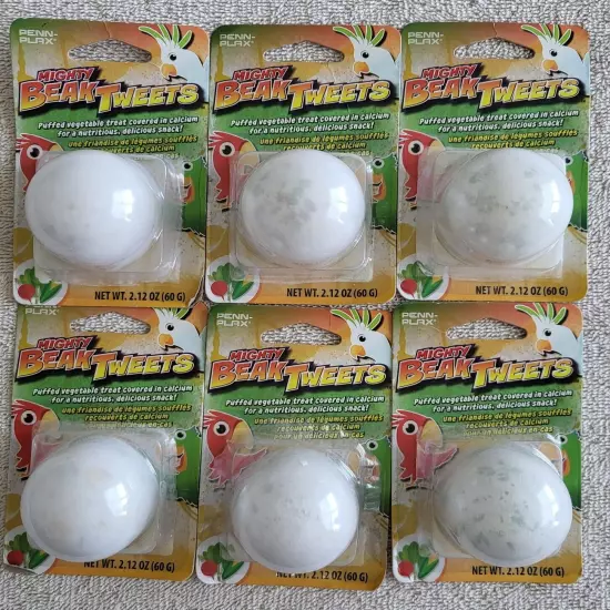 6 Count Penn Plax Mighty Beak Tweets Puffed Vegetable Bird Treats, New