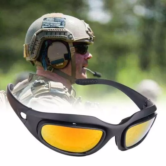 Air Soft Combat Tactical Military Ballistic Shooting Safety Glasses 4 Lens