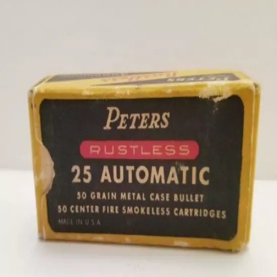 Vintage Original PETERS 25 Automatic Rustless Ammunition EMPTY BOX 