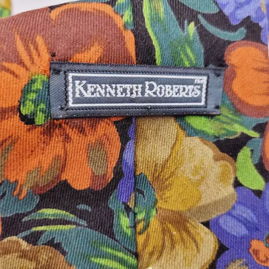 Kenneth Roberts Floral Bold Color Necktie Rayon Wool Blend Classy Business Style