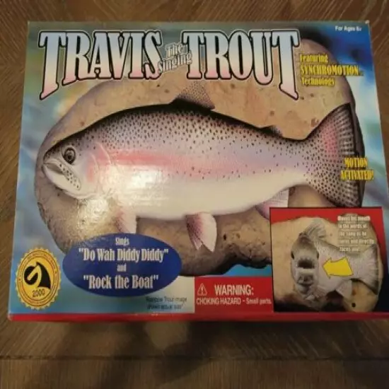 TRAVIS THE SINGING TROUT Vintage Motion Activated Singing/Dancing / NEW