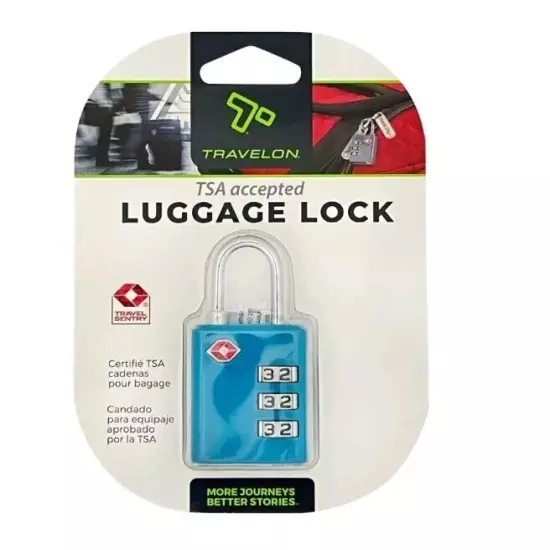 Travelon TSA Accepted 3 Digit Cable Combination Luggage Lock Aqua