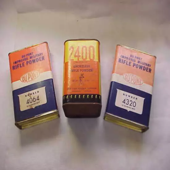 3 VINTAGE GUN POWDER CAN / TIN 4064 4320 2400 Du pont Smokeless EMPTY