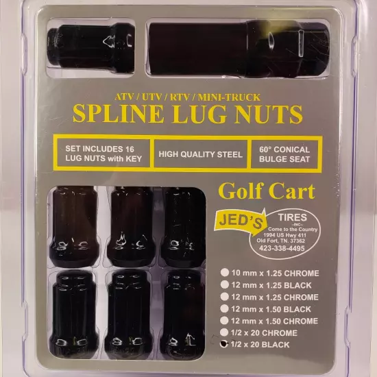 Anti Theft Golf Cart LUG NUT KIT Black 1/2x20 Bad Boy Buggies Columbia Cushman