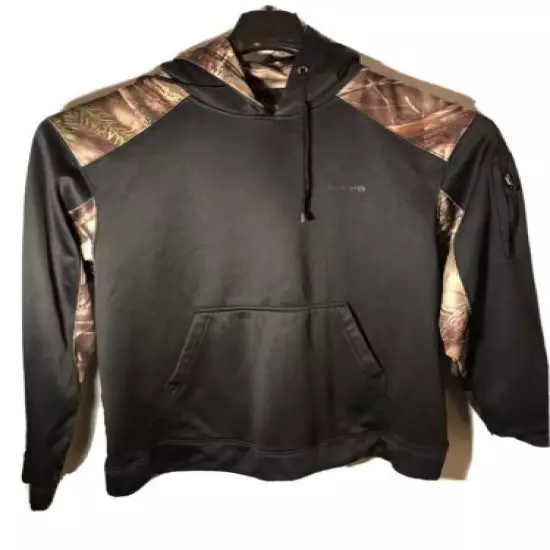 Huntsworth Men’s L Hoodie Black With Camo Arms & Highlights