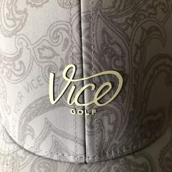 VICE Golf Hat Cap Gray Paisley Design Flex Fitted Men’s Size Small