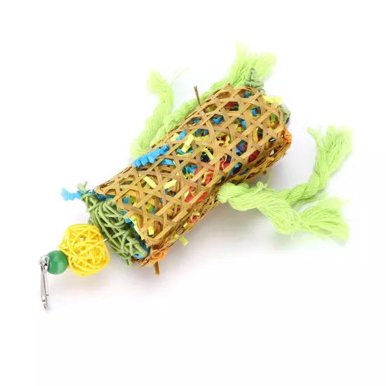 Bamboo Woven Bird Bite Toy Chew Training Paper Silk Cotton Rope Bird Hanging AD5