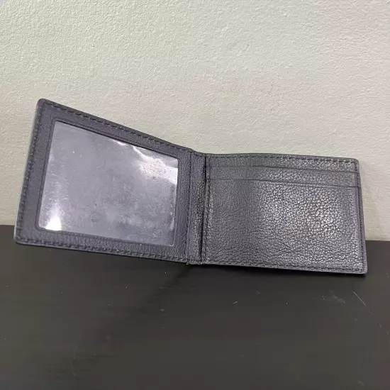 COACH BLACK PEBBLE LEATHER COMPACT WALLET / BILLFOLD