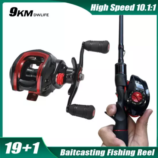 Baitcasting Reel 8KG Max Drag 19+1 Bearings Freshwater Saltwater Fishing Reel