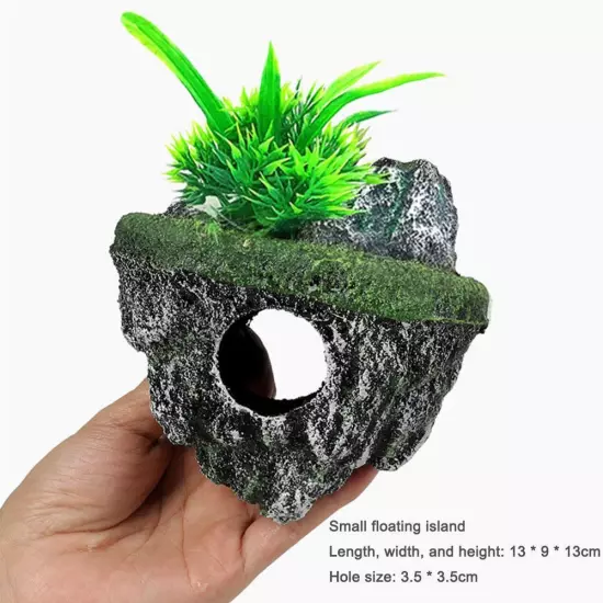 Aquarium Ornament Rockery Hiding Mountain Cave Home Fish Tank Decor ResinฅGIFT